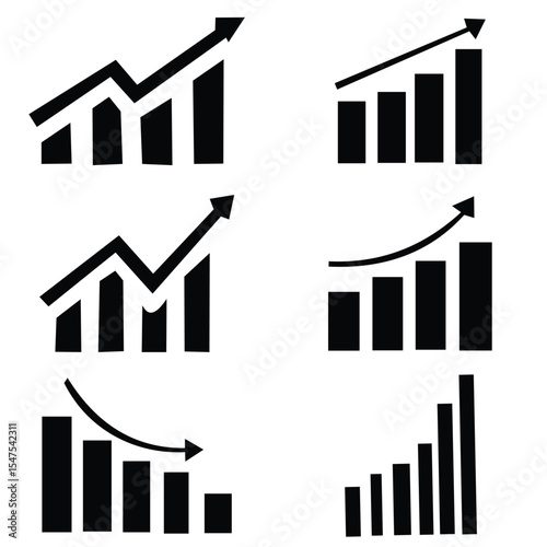 Growing graph icon set.  chart icon.