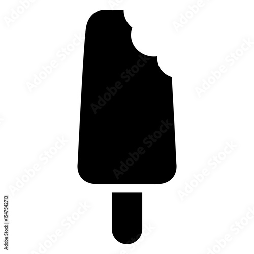 Icono popsicle. Silueta de helado de paleta parcialmente mordido