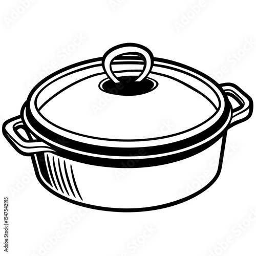 Round casserole dish with lid isolated on white background