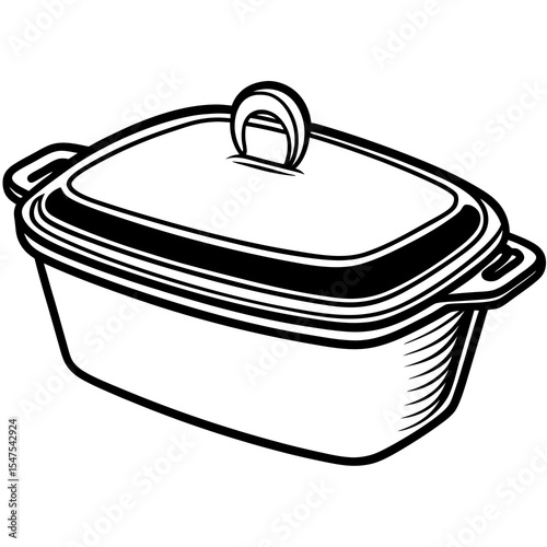 Rectangular casserole dish with lid isolated on white background