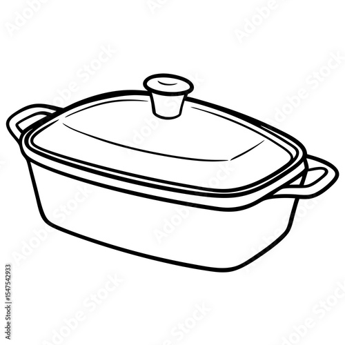 Rectangular casserole dish with lid isolated on white background