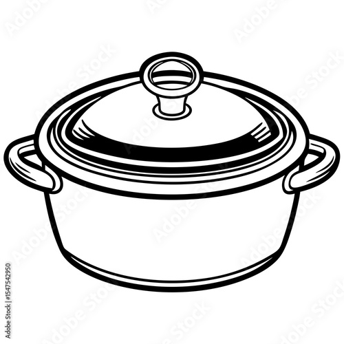 Cooking pot with lid isolated on white background