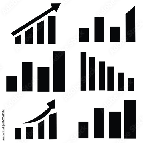 Growing graph icon set.  chart icon.