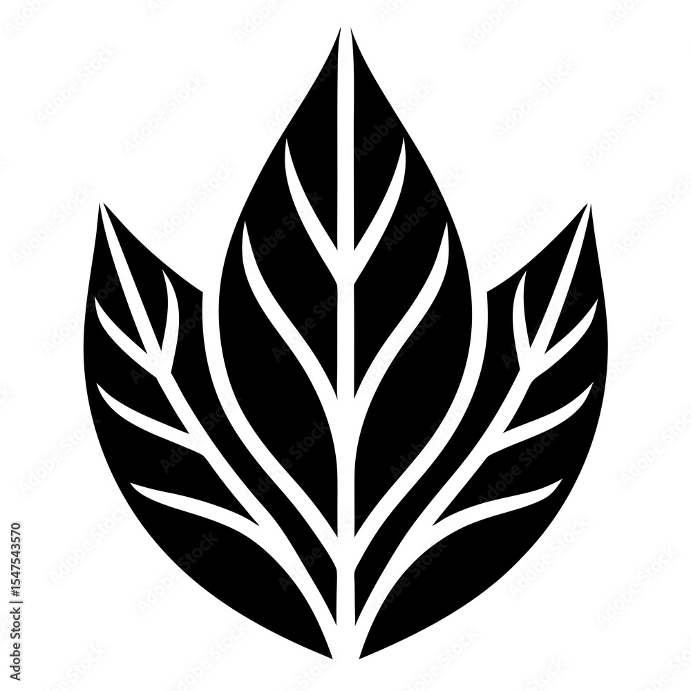 Fototapeta premium Black leaf design isolated on white background