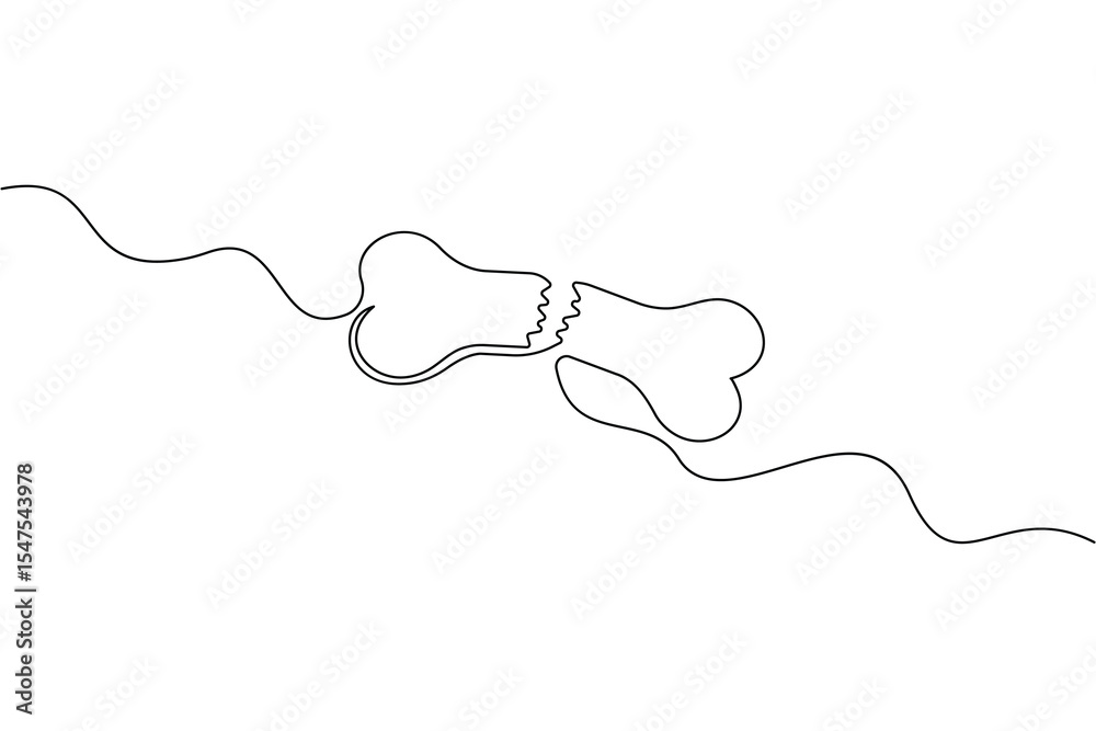 Obraz premium Pet bone symbol one line drawing minimal vector design 