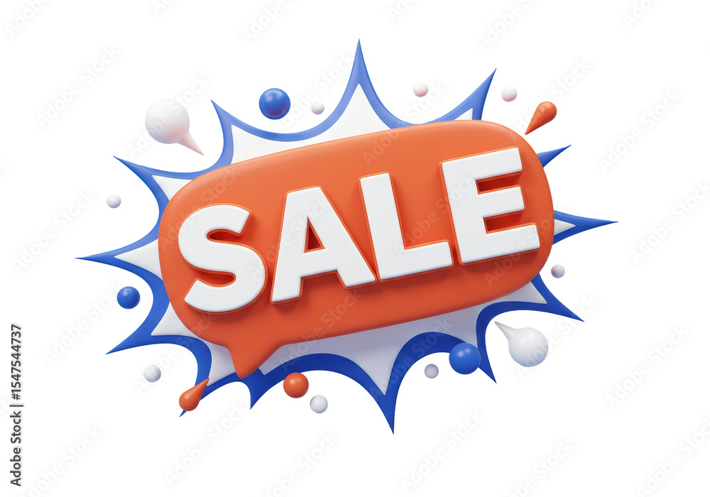 Fototapeta premium Isolated 3D 'SALE' Bubble with Starburst Background