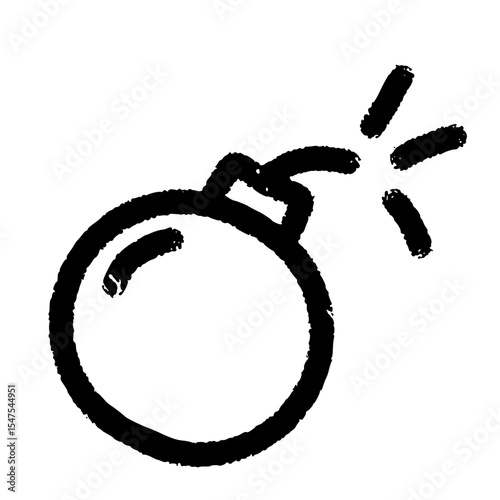 Bomb Icon with Lit Fuse in Bold Sketch Style