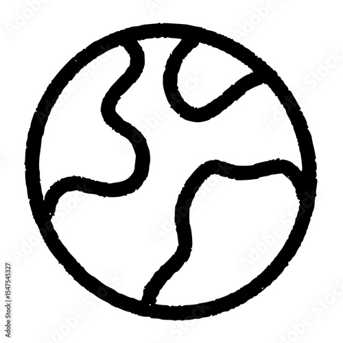 Earth Globe Icon with Simple Continent Lines
