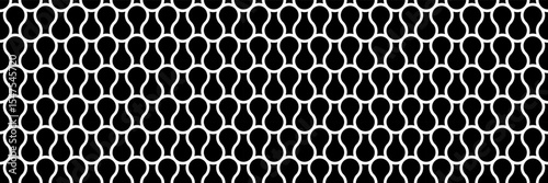 horizontal seamless pattern of white bent circle lines background on black.