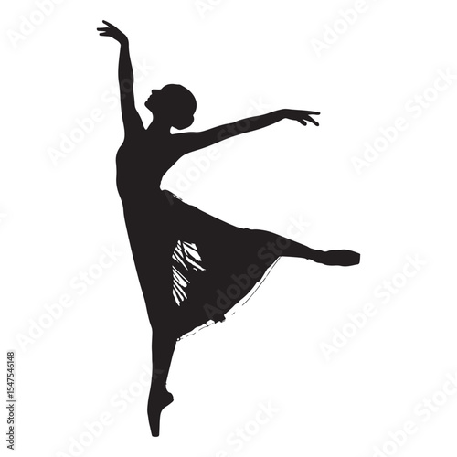 Ballerina Silhouette Black and White Dance Pose vector