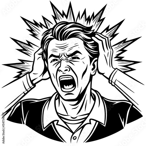 Man expressing extreme stress and frustration with hands on head