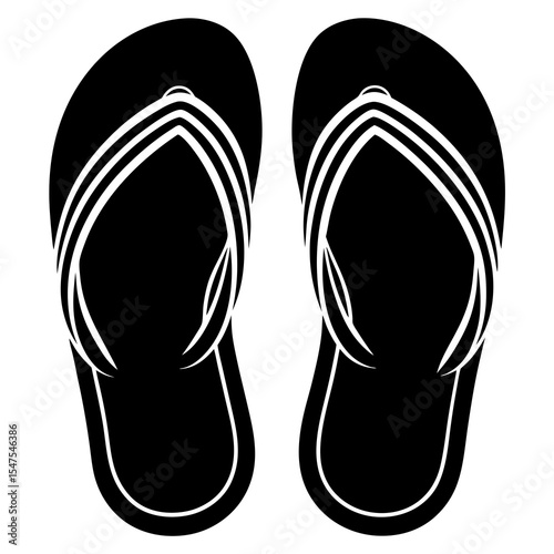 Pair of black flipflops isolated on white background