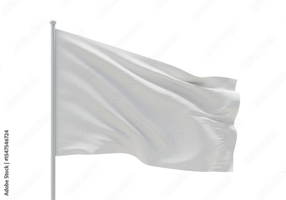 Fototapeta premium Isolated White Flag Waving Surrender Concept