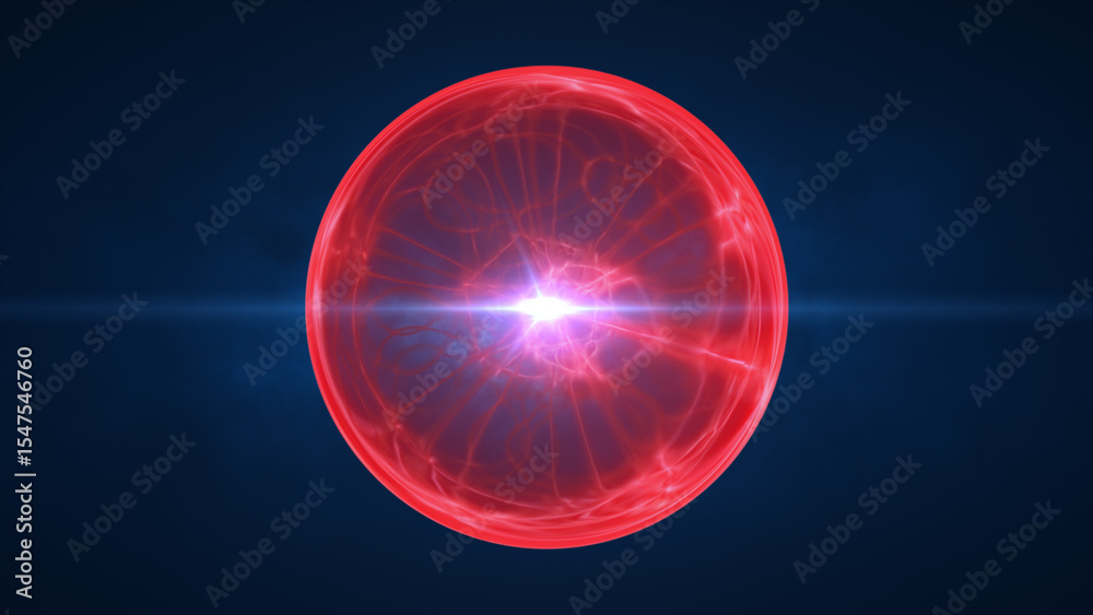 custom made wallpaper toronto digitalBright red glowing energy sphere emitting intense light rays in a dark space environment