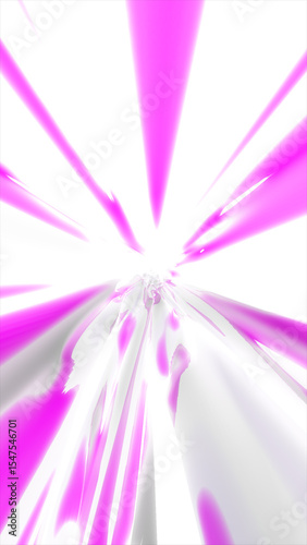 Abstract white and magenta burst of light with fluid motion, resembling a stylized energy explosion or warp