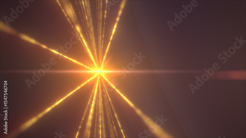 A golden explosion of light rays bursts outward in a radial pattern from a central glowing point