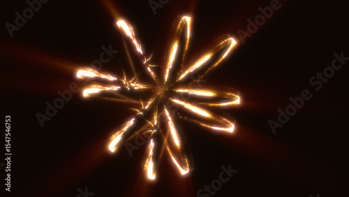 Radiant golden energy loops intertwine in a mesmerizing abstract formation on a dark background