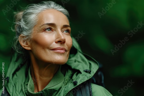 Active Senior Woman Hiking Outdoors
