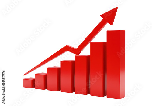 Free Download Isolated Growing Red Bar Chart with Arrow - GFXLoad