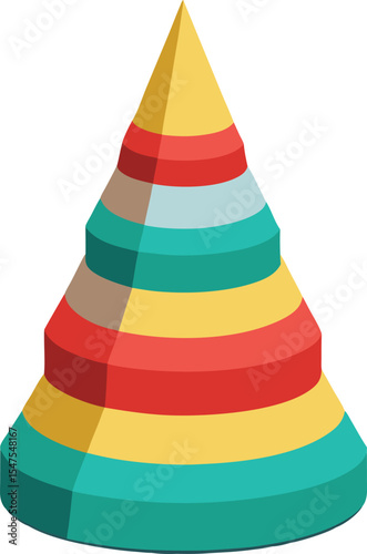 Colorful striped conical shape geometric illustration