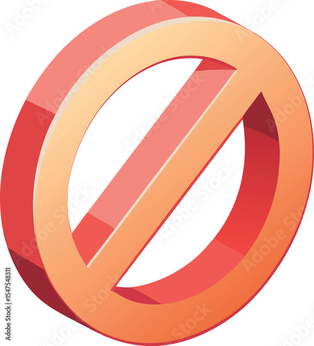 Isometric three dimensional red prohibition symbol