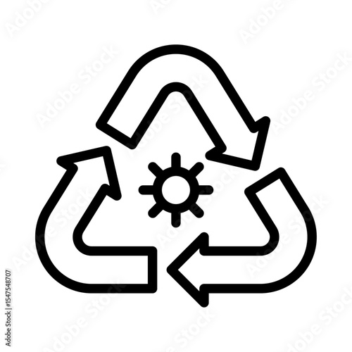 Recycle process outline icon. recycling black line illustration.