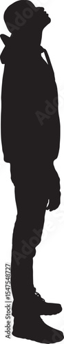Vector; silhouette of a side view of a african man standing and looking up