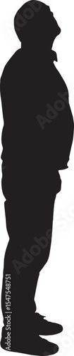 Vector; silhouette of a side view of a man standing and looking up