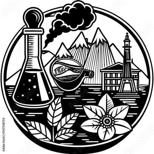 vector illustration of a factory