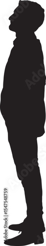 Vector; silhouette of a side view of a man standing and looking up