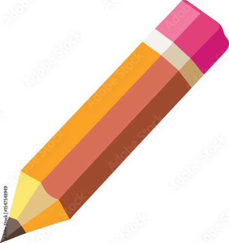 A colorful illustration of a sharpened wooden pencil