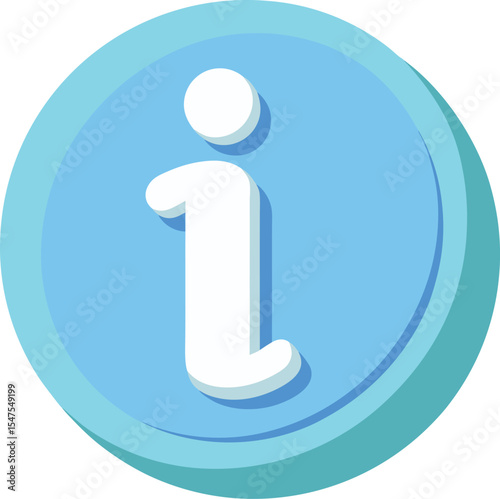 Three dimensional light blue information icon button