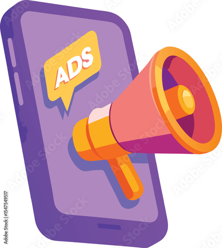 Mobile phone advertisement announcement with megaphone