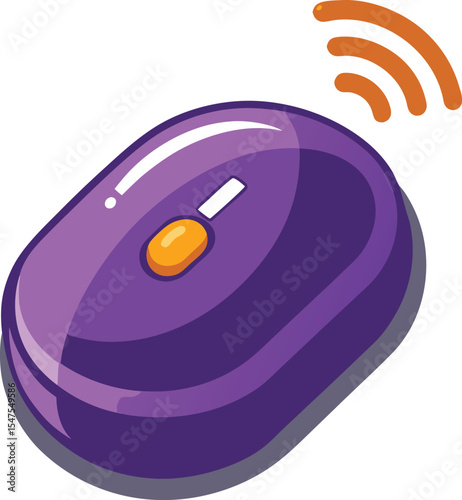 Wireless purple computer mouse cartoon illustration
