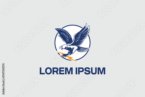 Eagle holding lightning vector image logo template