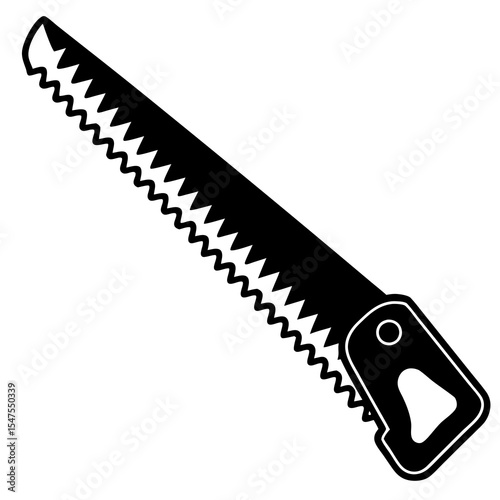 Hand saw tool with sharp teeth isolated on white background