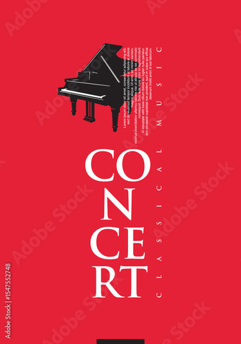 Wallpaper Mural Piano concert artistic poster design idea with black piano and creative lettering. Classical music vector illustration. Torontodigital.ca