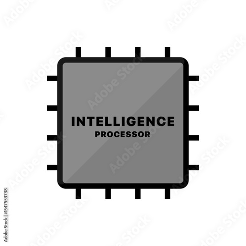 Artificial intelligence AI processor setting vector icon web site, logo, social media. vector
