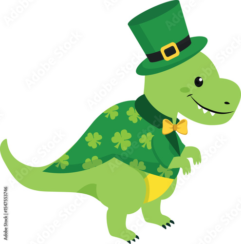 Wallpaper Mural Adorable Green T-Rex in Leprechaun Costume for St. Patrick's Day Torontodigital.ca