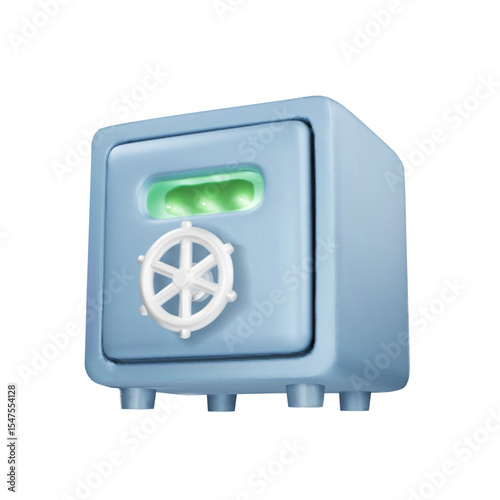Safe isolated on white background. Bank safe icon. 3D Rendering. Vector illustration