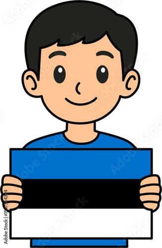 A man is holding the Estonia flag
