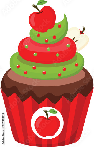 Wallpaper Mural Delicious Apple Cupcake Red and Green Festive Treat, Perfect for Autumn or any Celebration Torontodigital.ca