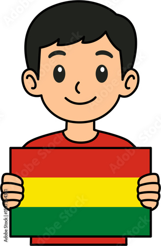A man is holding the Bolivia flag
