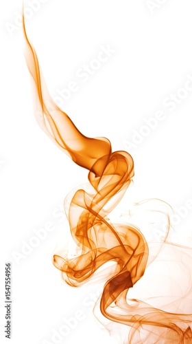 Abstract Orange Smoke Swirl on a Transparent Background