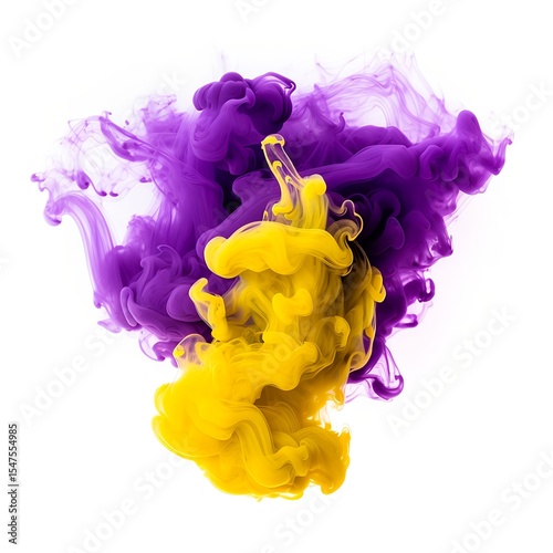 Purple and Yellow smoke explosion Ink Swirl