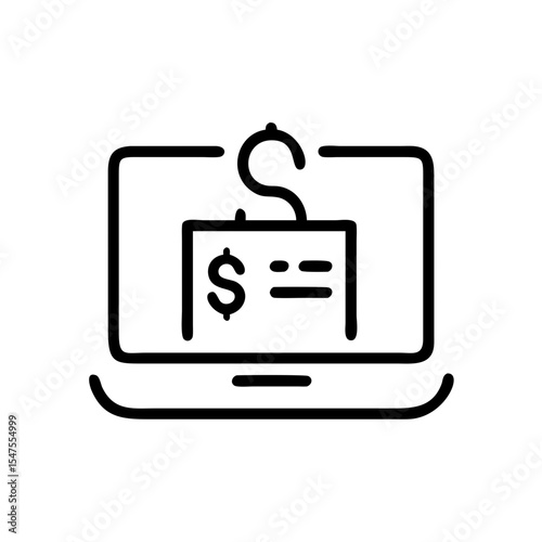 Online financial scam icon in black line style