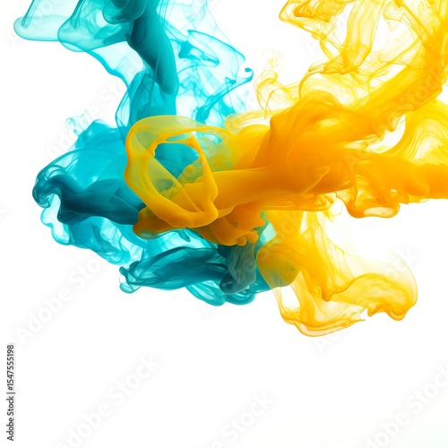 Vibrant Blue and Yellow Ink Swirls