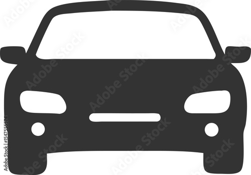 Black and White Front-View Car Silhouette – Minimalist Vehicle Graphic Icon