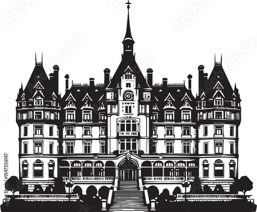 Chateau Lumiere Hotel Elegant Luxury Vector Illustration