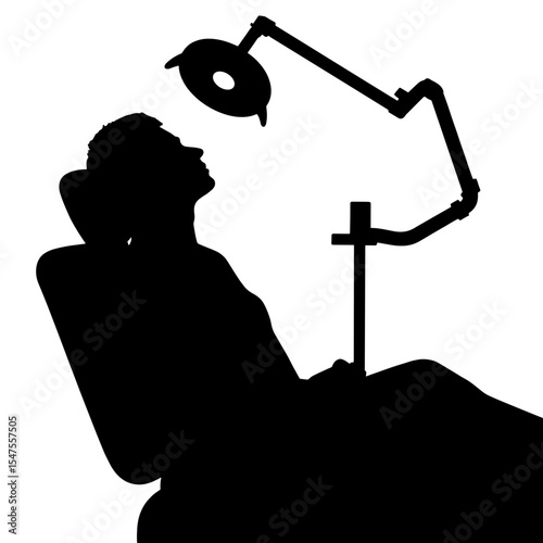 Silhouette of dental light on patient reclining, dental care and relaxation concept